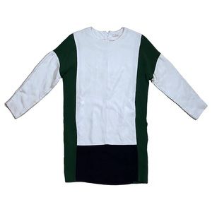 Celine Dress Color Block Viscose Silk Green Black White